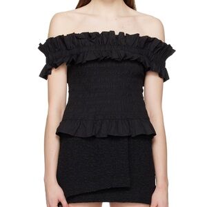 Ganni Black Smock Blouse